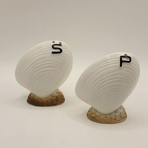 White and Brown Seashell Salt and Pepper Shakers